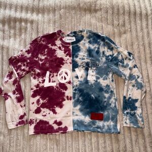 CHNGE Long Sleeve Tie-Dye Top - Burgundy and Blue